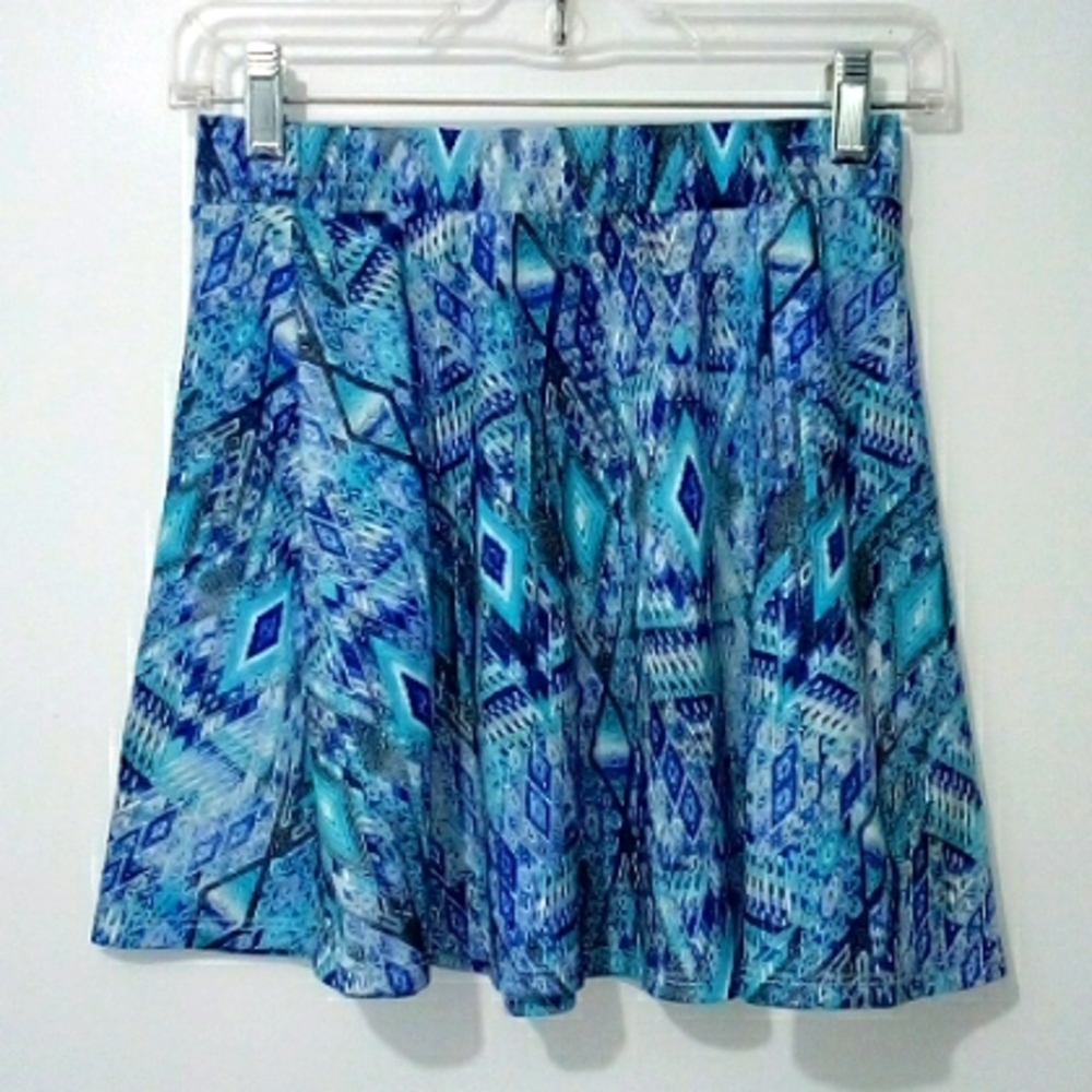 Wet Seal blue Aztec print mini skirt